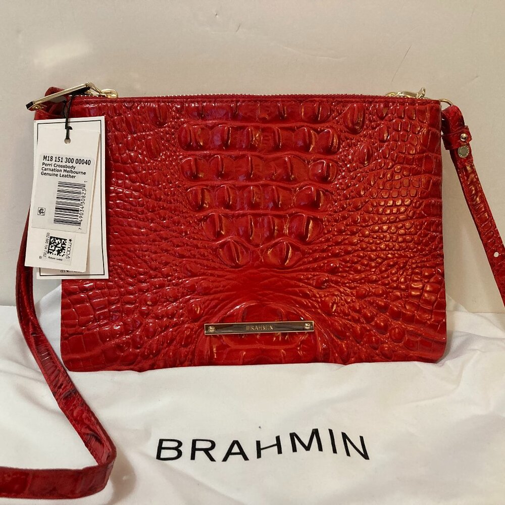 BRAHMIN Perri Crossbody Bag Carnation Red Leather